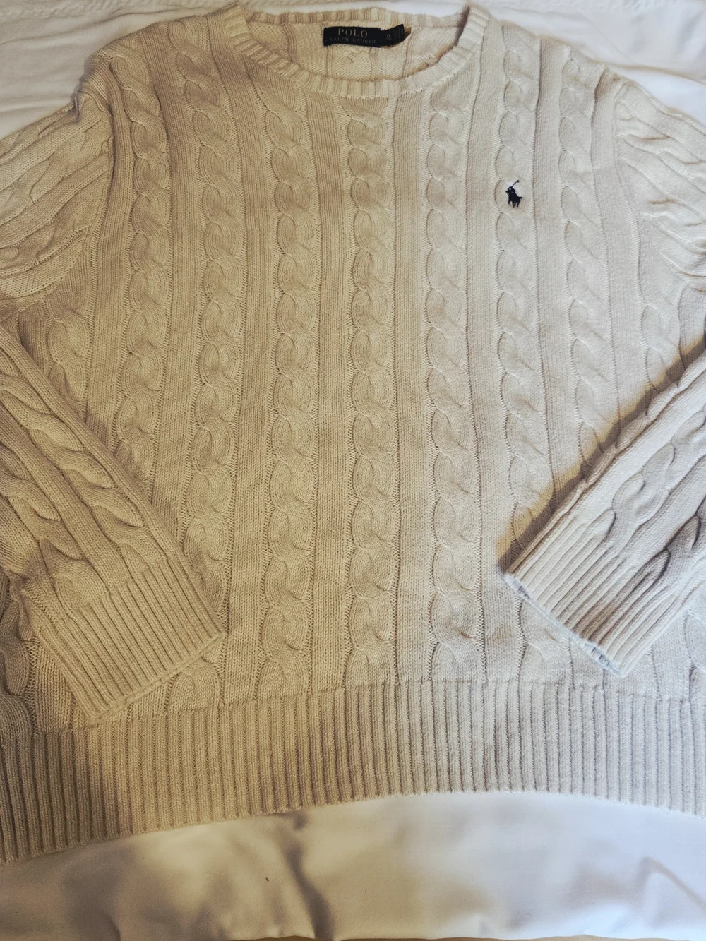 Polo by Ralph Lauren Cable-Knit Crewneck Sweater in Cream